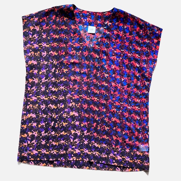 CAbi Women's Sheer Chiffon Blouse Size Medium Burgundy, Burnt Orange, Bl - Picture 1 of 2